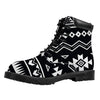 Black And White Aztec Pattern Print Work Boots