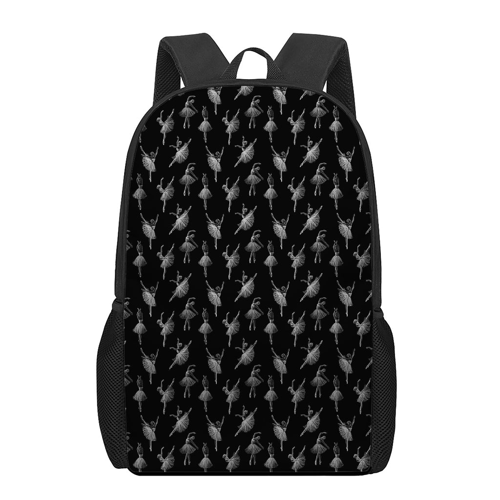 Black And White Ballet Pattern Print 17 Inch Backpack