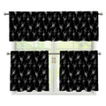 Black And White Ballet Pattern Print 3 Piece Kitchen Curtains