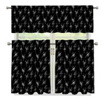 Black And White Ballet Pattern Print 3 Piece Kitchen Curtains