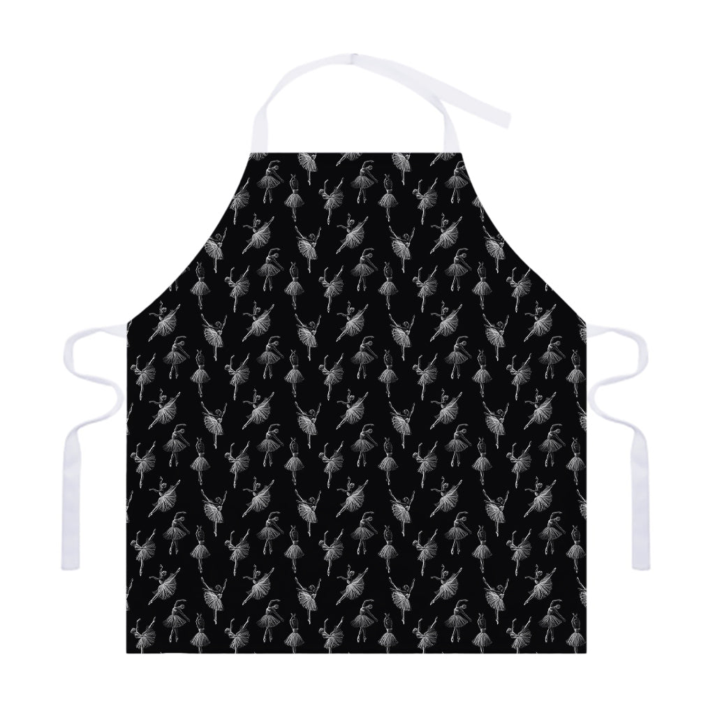 Black And White Ballet Pattern Print Adjustable Apron