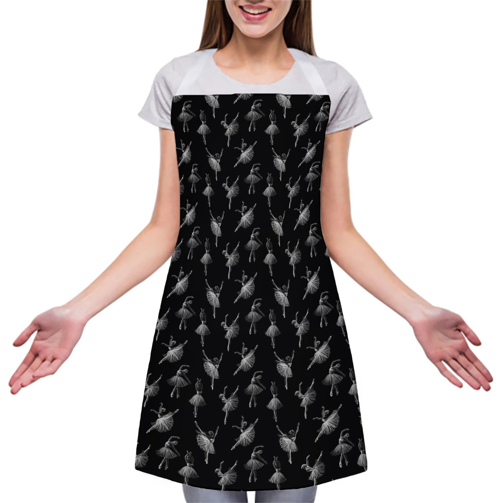 Black And White Ballet Pattern Print Adjustable Apron