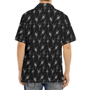 Black And White Ballet Pattern Print Aloha Shirt