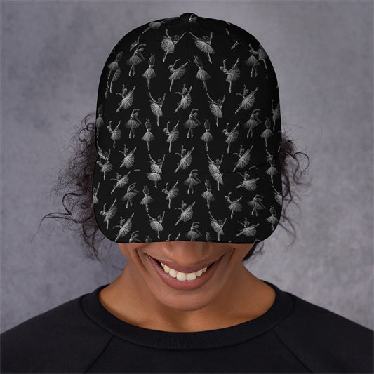 Black And White Ballet Pattern Print Baseball Cap
