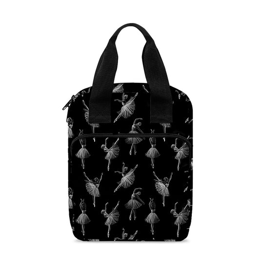 Black And White Ballet Pattern Print Bible Tote Bag