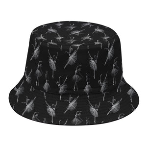 Black And White Ballet Pattern Print Bucket Hat