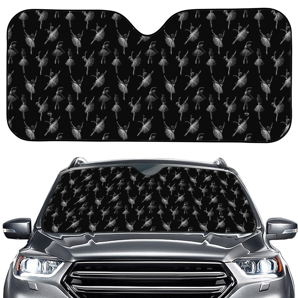 Black And White Ballet Pattern Print Car Windshield Sun Shade