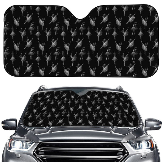 Black And White Ballet Pattern Print Car Windshield Sun Shade