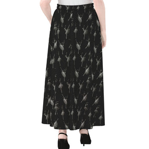 Black And White Ballet Pattern Print Chiffon Maxi Skirt