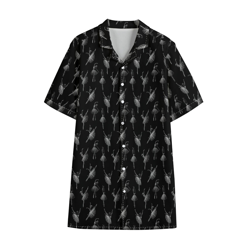 Black And White Ballet Pattern Print Cotton Hawaiian Shirt