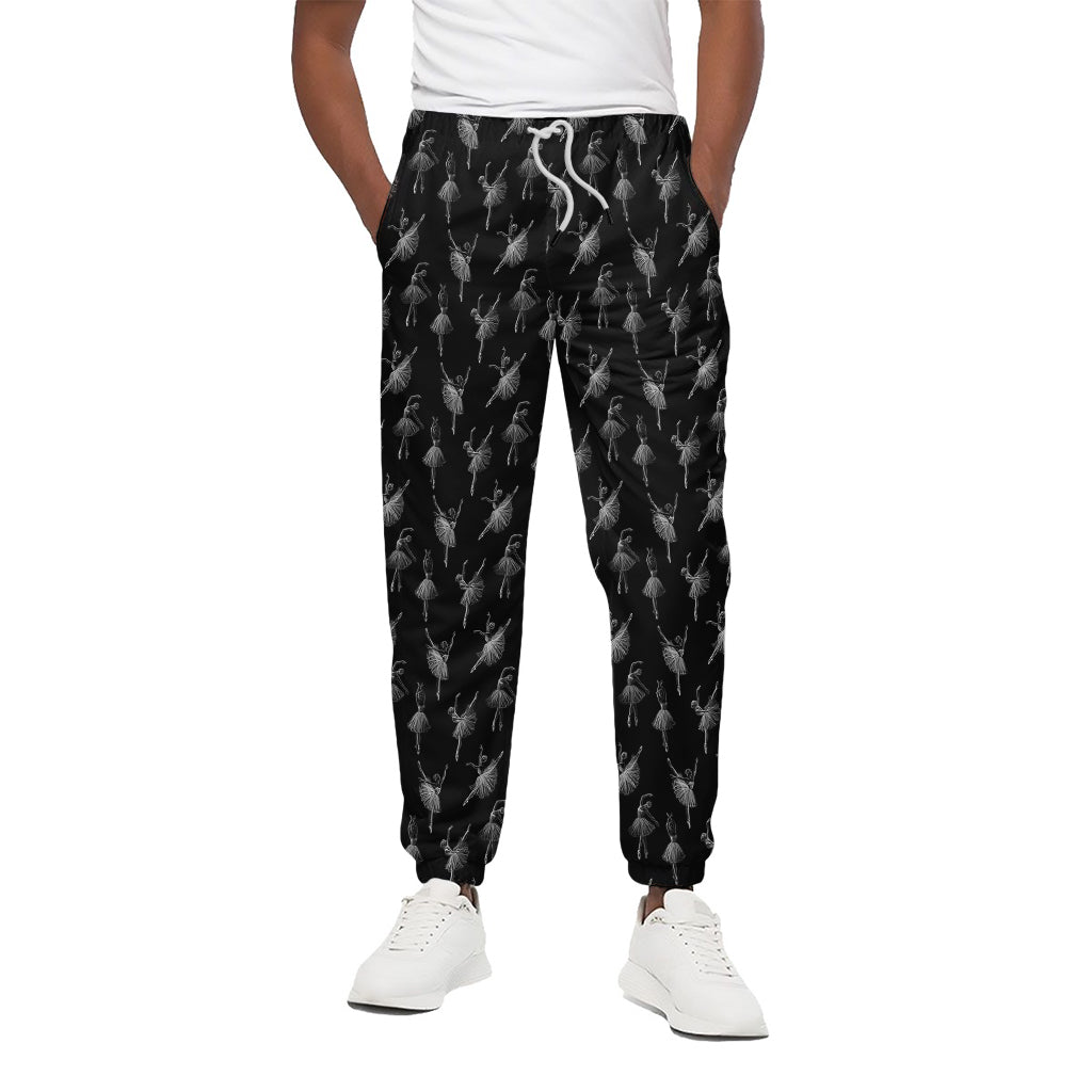 Black And White Ballet Pattern Print Cotton Pants