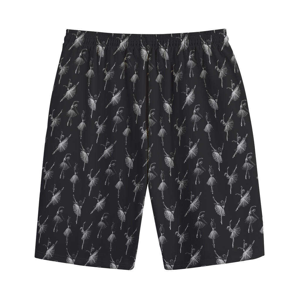 Black And White Ballet Pattern Print Cotton Shorts