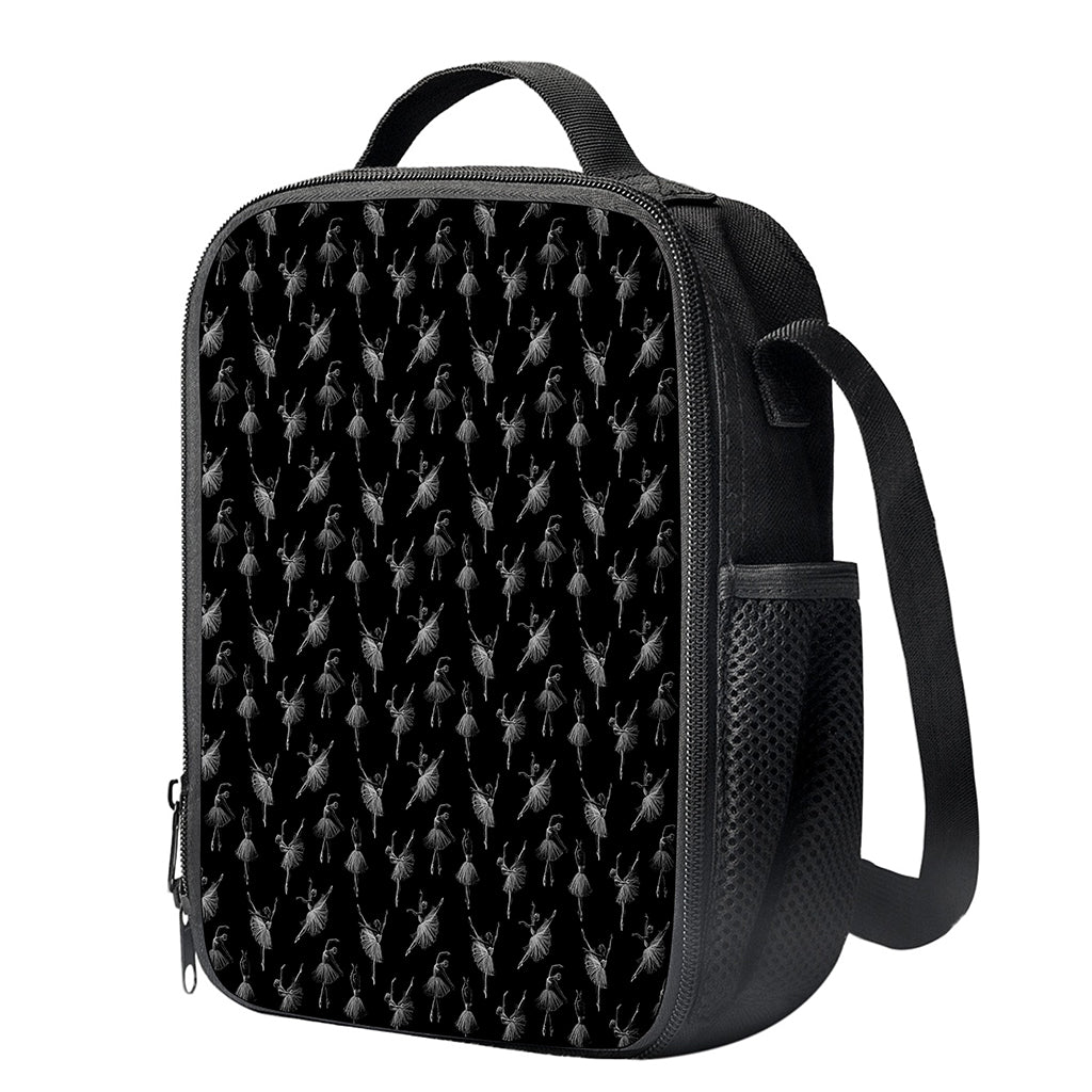 Black And White Ballet Pattern Print Crossbody Lunch Bag