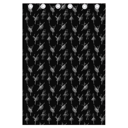 Black And White Ballet Pattern Print Curtain