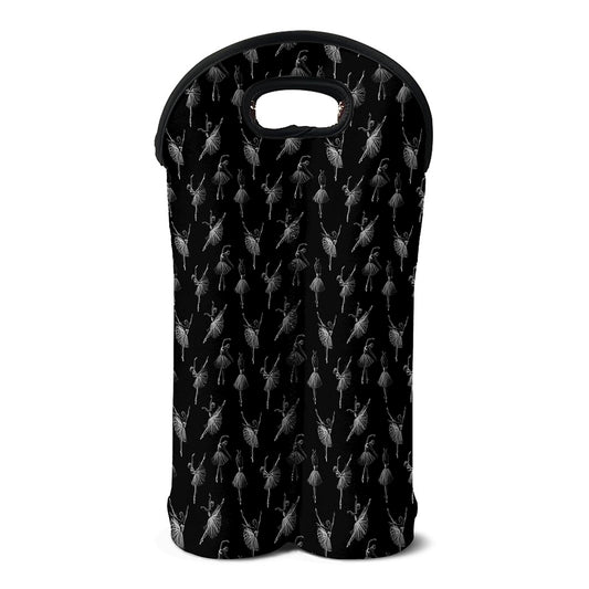 Black And White Ballet Pattern Print Double Neoprene Wine Tote