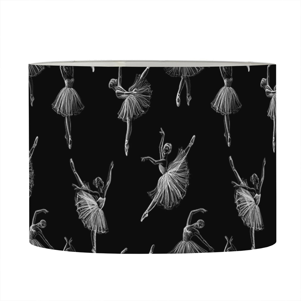 Black And White Ballet Pattern Print Drum Lamp Shade