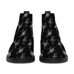 Black And White Ballet Pattern Print Flat Ankle Boots