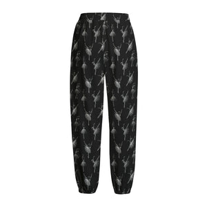 Black And White Ballet Pattern Print Fleece Lined Knit Pants