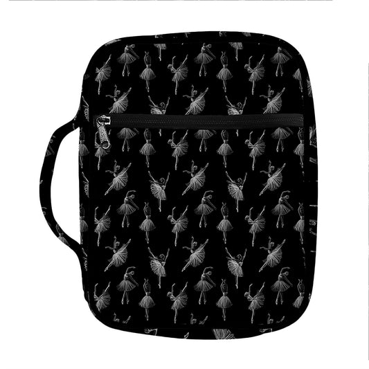 Black And White Ballet Pattern Print Front Pocket Bible Bag
