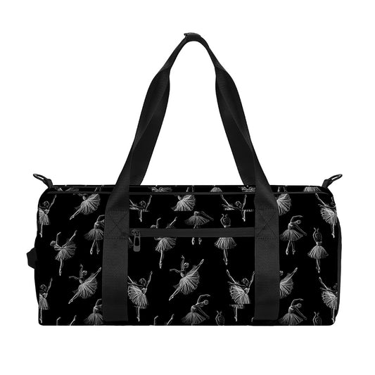 Black And White Ballet Pattern Print Gym Bag
