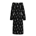 Black And White Ballet Pattern Print Hooded Bathrobe