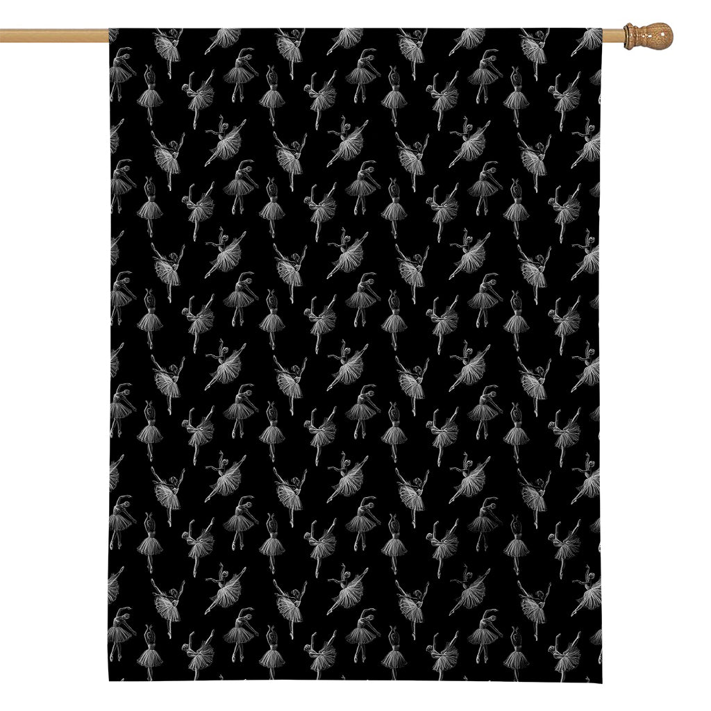 Black And White Ballet Pattern Print House Flag