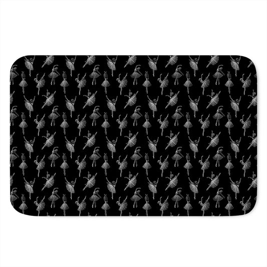 Black And White Ballet Pattern Print Indoor Door Mat