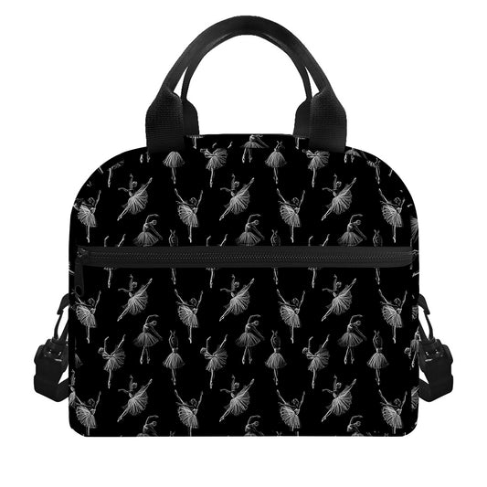 Black And White Ballet Pattern Print Insulated Lunch Bag