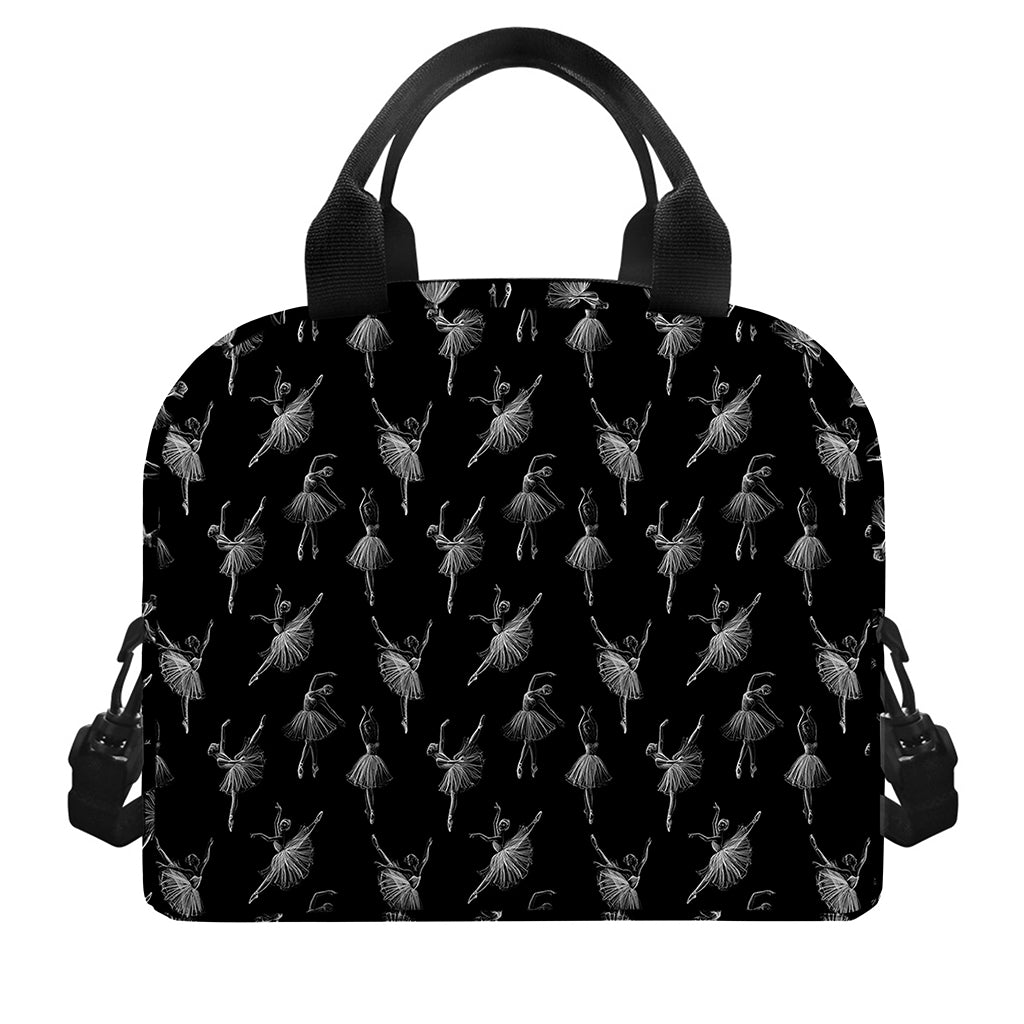 Black And White Ballet Pattern Print Insulated Lunch Bag