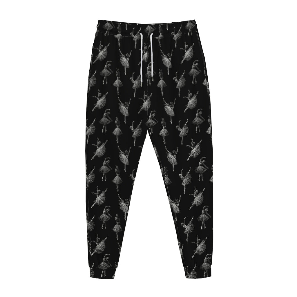 Black And White Ballet Pattern Print Jogger Pants