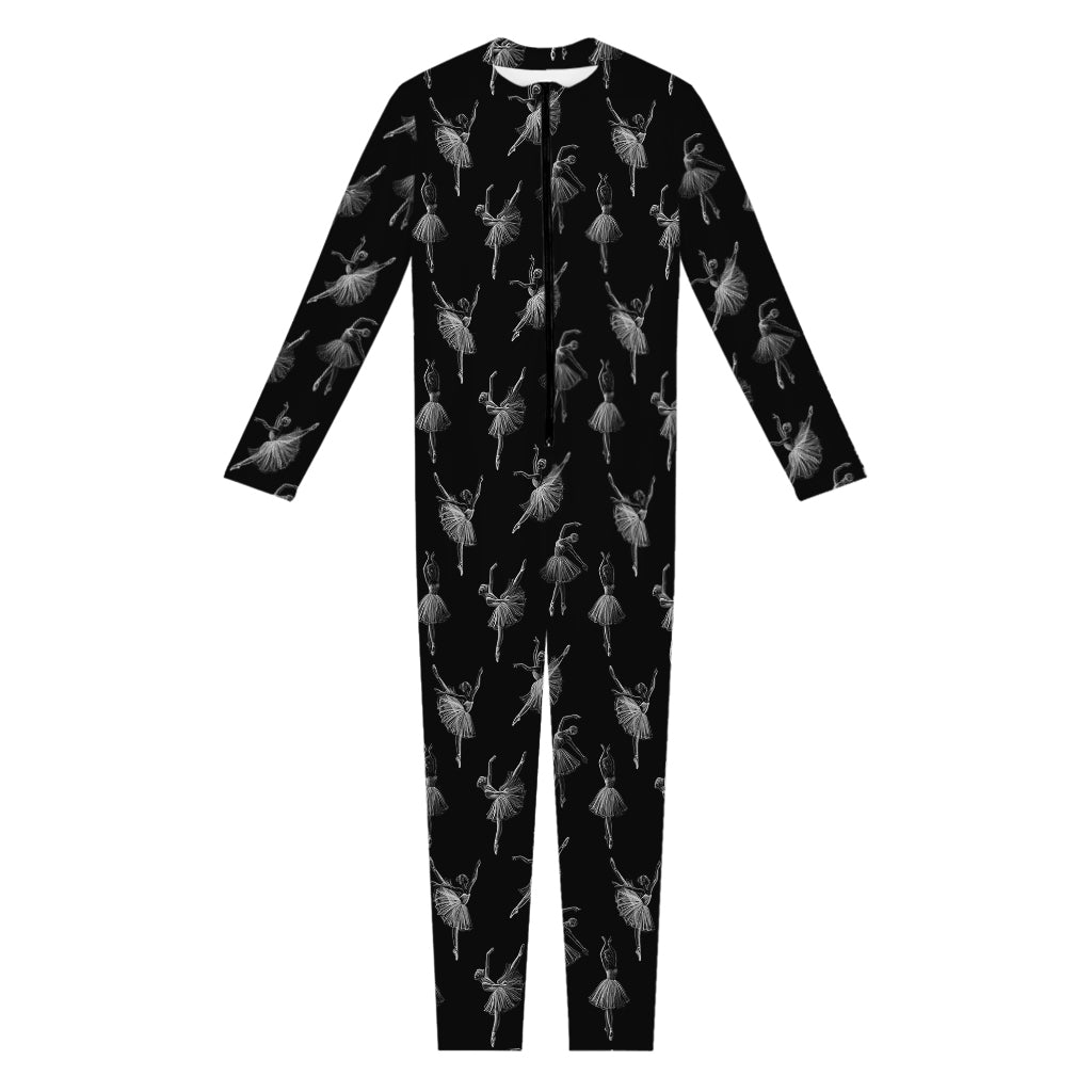 Black And White Ballet Pattern Print Jumpsuit