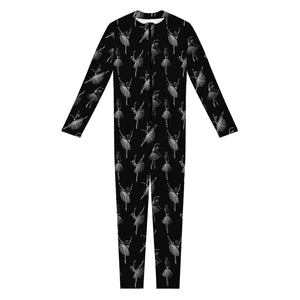 Black And White Ballet Pattern Print Jumpsuit