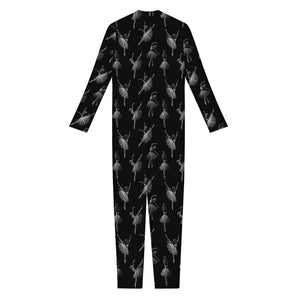 Black And White Ballet Pattern Print Jumpsuit