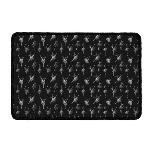 Black And White Ballet Pattern Print Kitchen Mat