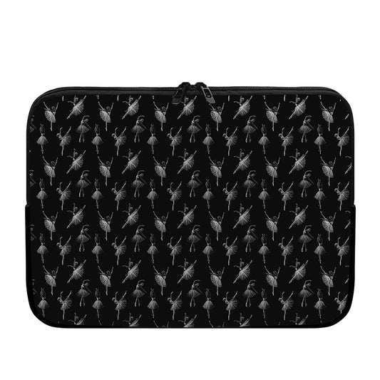 Black And White Ballet Pattern Print Laptop Sleeve