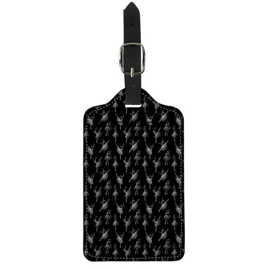 Black And White Ballet Pattern Print Luggage Tag