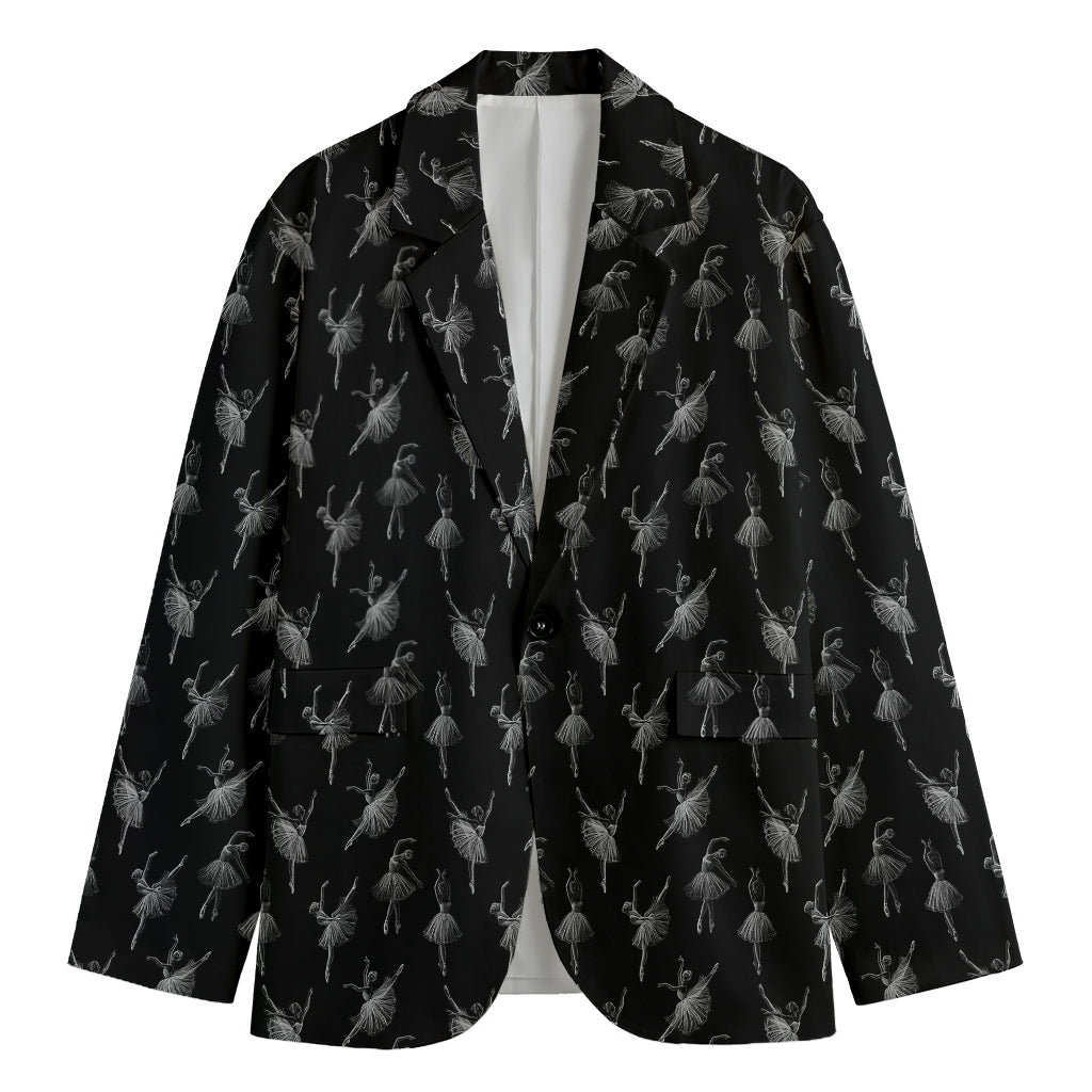 Black And White Ballet Pattern Print Men's Blazer