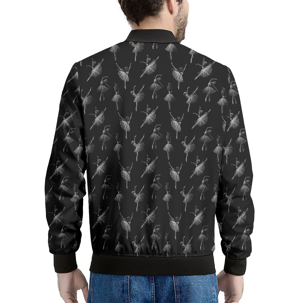 Black And White Ballet Pattern Print Men's Bomber Jacket