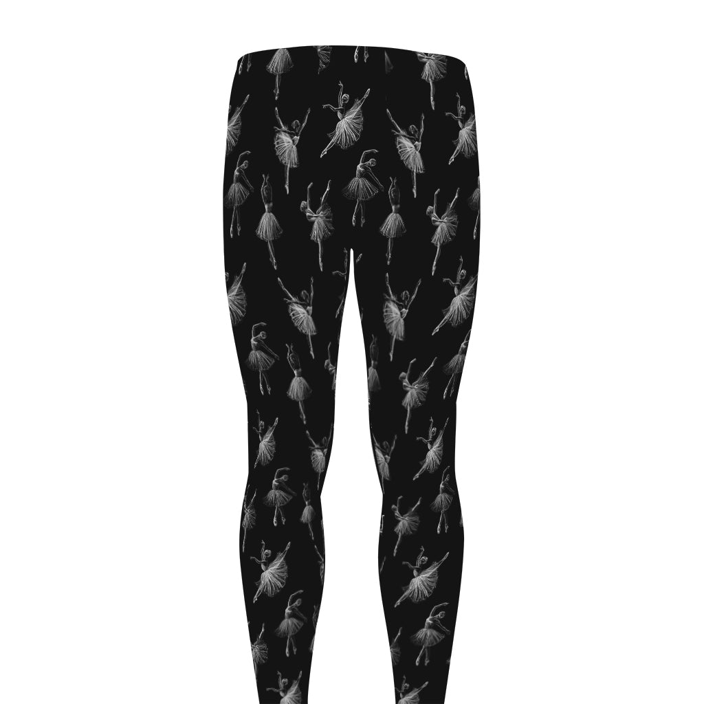 Black And White Ballet Pattern Print Men's leggings