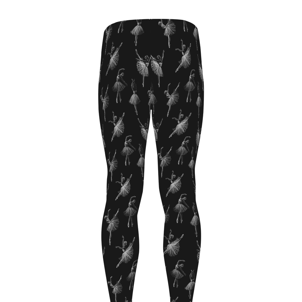 Black And White Ballet Pattern Print Men's leggings