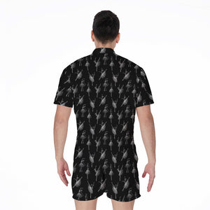 Black And White Ballet Pattern Print Men's Rompers