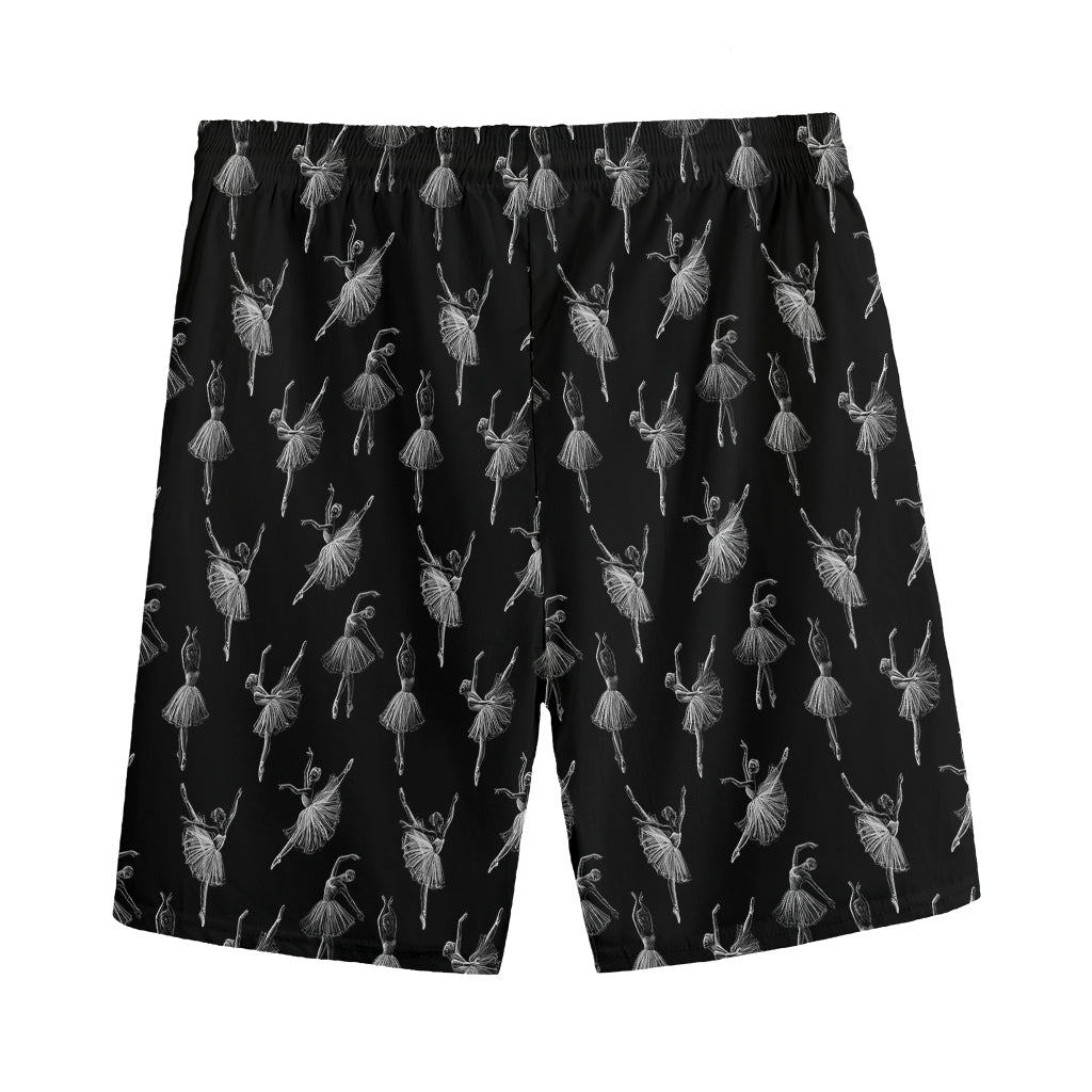 Black And White Ballet Pattern Print Men's Sports Shorts