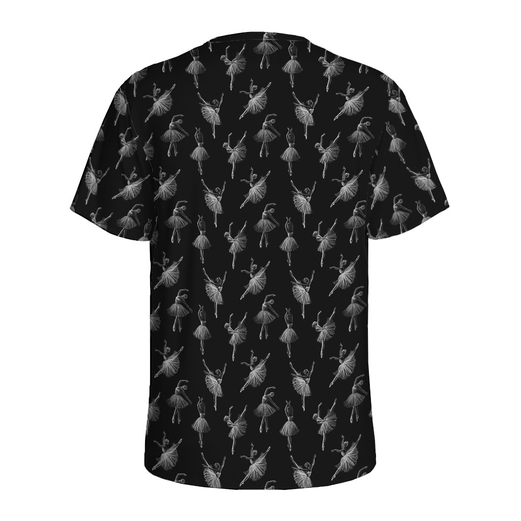 Black And White Ballet Pattern Print Men's Sports T-Shirt