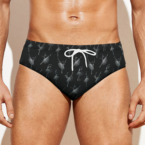 Black And White Ballet Pattern Print Men's Swim Briefs