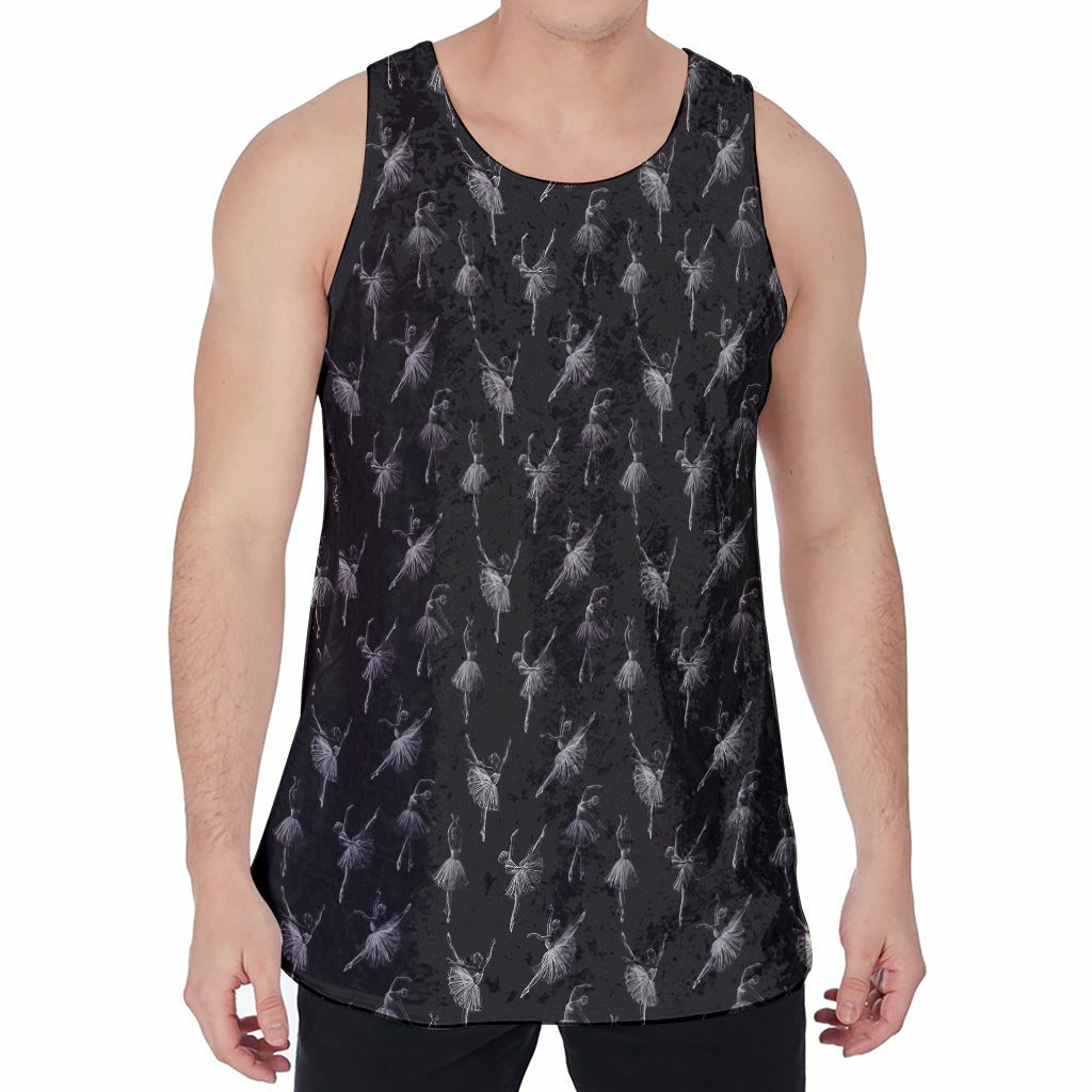 Black And White Ballet Pattern Print Men's Velvet Tank Top