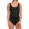 Black And White Ballet Pattern Print One Piece Swimsuit