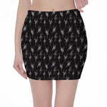 Black And White Ballet Pattern Print Pencil Mini Skirt