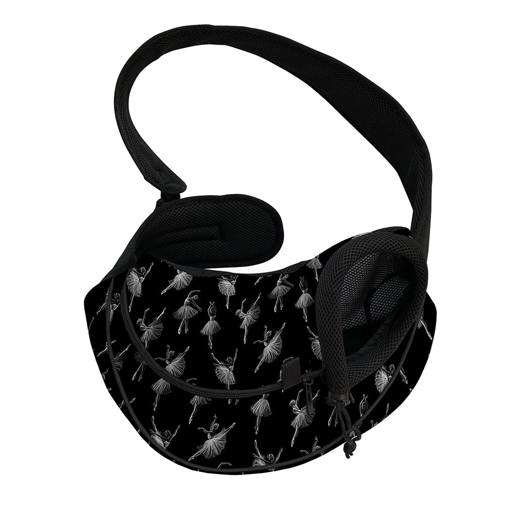 Black And White Ballet Pattern Print Pet Sling Carrier