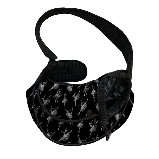 Black And White Ballet Pattern Print Pet Sling Carrier
