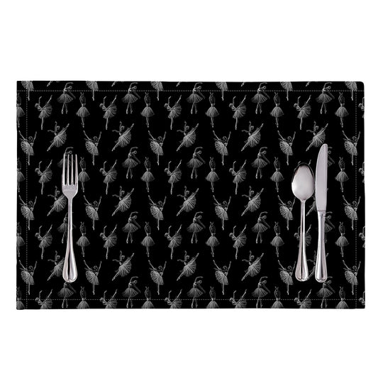Black And White Ballet Pattern Print Placemat
